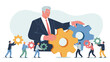 © png-jpeg-vector - mature businessman in a suit adjusting a large geometric gear vector illustration