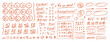 © Viktoriia Melkisheva - School exam grading symbols with red marker checks, numbers, hand-drawn circles showing test scores and teacher marks for student assessment. Doodle icons corrections in hand drawn vector illustration