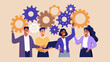 © Dayal - Teamwork and collaboration concept with gears representing system and people