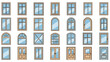 © David - Large collection of different window and door styles, including arched and rectangular designs, suitable for architectural planning and design.