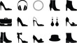 © pixelVista - Black silhouettes of fashion accessories and clothing boots briefcase