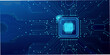 © Bithi - Abstract blue technology background with a central microchip illustration