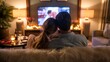 © MdArshed - A romantic evening with a loving couple watching TV together on a cozy couch