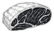 © Maestro - Detailed black and white engraving of a raw meat cut with intricate marbling textures ideal for culinary publications cooking blogs or food packaging