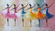 © mila103 - Colorful abstract painting of female ballet dancers in motion.