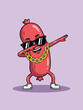 © NFS Studio - Cool Sausage Character Dabbing with Sunglasses and Gold Chain.