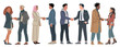 © Creative_Juice_Art - Flat vector illustration of diverse men and women shaking hands, symbolizing partnership, trust, and professional collaboration on transparent background.