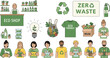 © EdGe Creative - Zero Waste and Eco Friendly Lifestyle Icons Set with Recycling, Reuse and Sustainable Living Vector
