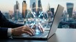 © picture worm - Global financial technology concept with businessman typing on laptop and currency exchange symbols overlay,international digital economy