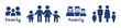 © NoorNiqabiQueen - Collection Of Family Silhouettes In Different Poses With Parents And Children Of Varying Ages Standing Together Icon Set In Navy Blue Color 200
