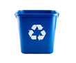 © Khmel - Blue plastic recycling container with a white arrow symbol for sorting waste and promoting environmental sustainability, seen from a direct front view under bright, even lighting