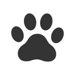 © dinny - Simple black silhouette of a paw print on a white background, ideal for pet-related designs