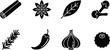 © SardarMuhammad - Collection of spice and herb icons showing cinnamon and star anise