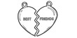 © Ninja in Pajamas - Vintage BFF best friends split heart necklace charm vector illustration black and white