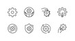 © Влада Яковенко - Minimalist gear icons set: hands, lightbulb, shield, arrow, hand holding gear