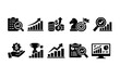 © Hubba Bubba - Business, finance solid icon set. Business growth, strategy icons solid collection