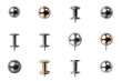 © WapTock - Collection of Metallic Push Pins on White Background