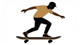 Silhouette of a Skateboarder in Action, Performing a Trick Against a White Background.