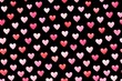 © Jafree - Watercolor valentine's day heart pattern illustration with red and pink hearts isolated on black. concept of romance, love celebration, festive background design.