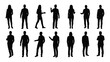 © JASMIN - Collection of silhouetted human figures isolated on white background, Vector