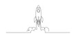 © Haus - Continuous one line of a startup rocket launch, symbolizing entrepreneurship, ambition, and growth, drawn vector illustration.