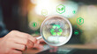 © chaylek - Environmental consultant reviewing ESG compliance and circular economy strategy using digital sustainability icons. clean energy transition, green innovation, and responsible corporate governance.