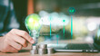 © chaylek - Financial advisor developing green investment strategy using sustainable energy concept and digital growth indicators. Concept of ESG finance, renewable power funding, climate responsibility