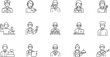 © Mst - Professional occupation avatar outline icon set including police doctor worker chef and service jobs isolated on white background vector illustration