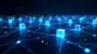 © Imagination-Studio - Abstract digital network of glowing blue cubes connected by light trails on a dark background
