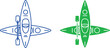 © VARIOUS - Two kayaks with paddles in blue and green outline style 1