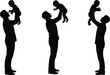 © Babulur  - Silhouette illustration of adults joyfully lifting babies in the air, symbolizing love, bonding, and playful moments of parenthood and family connection