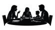 © mrvect02 - a family of four enjoys a meal together at a round table showcasing a warm and intimate dinner scene silhouette