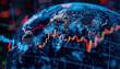 © siraphol - Global market data visualization world map with glowing city points and financial chart lines