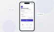 © Антон Сальников - User views a screen on a mobile device with fields for email and password to log in. Options for password recovery and sign-up are present as buttons.