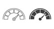 © Beny Qurdy - Vector graphic of a modern performance indicator icon, showing a speedometer gauge in outline and solid styles, ideal for digital UI/UX design