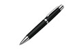 © Krtola  - Black ballpoint pen with metal clip and silver trim, useful writing instrument for business, education, and stationery