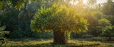 Snake fruit tree (Salak) in a garden scene highlighting authentic agricultural practices and plant cultivation during daylight