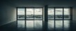 © DigitalDruid - Unfurnished room with sliding glass doors and large windows in a modern London apartment, UK stock photo