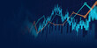 © iamchamp - financial chart with uptrend line candlestick graph in stock market on blue color background