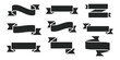 © Designstocker - Nine Black Ribbon Banners With Diverse Shapes White Background