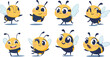 © sumona - A cute funny orange monster character set featuring a collection of comic animal vector icons like a bird owl and dog face illustration for children's art design