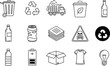 © Simu Store - A collection of line icons representing different aspects of recycling and waste management