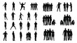 © Habibur - Collection of various human silhouettes standing and interacting in different poses isolated on white background