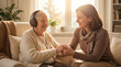 © Madhushan - An emotional and positive image showing the benefits of music and connection for seniors, bathed in warm golden lighting to evoke happiness.