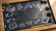 © Biggy - Educational Chalkboard with Math Symbols and School Supplies for Learning