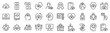 © SkyLine - Set of 30 outline icons related to lotus. Linear icon collection. Editable stroke. Vector illustration