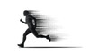 © Bundle Done - halftone illustration of a person running fast with motion blur effect