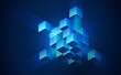© Hilch - Abstract geometric blocks for AI systems, business finance, cloud storage, cybersecurity and digital infrastructure. 3D cube data background illustrating technology and blockchain network structure.