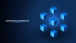 © Hilch - Blockchain technology cube background. Digital network chain, data connection concept. Abstract blue 3D geometric blocks linked by lines for crypto finance, business innovation and fintech AI systems