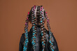 © New Africa - Cute girl with stylish braids on brown background, back view